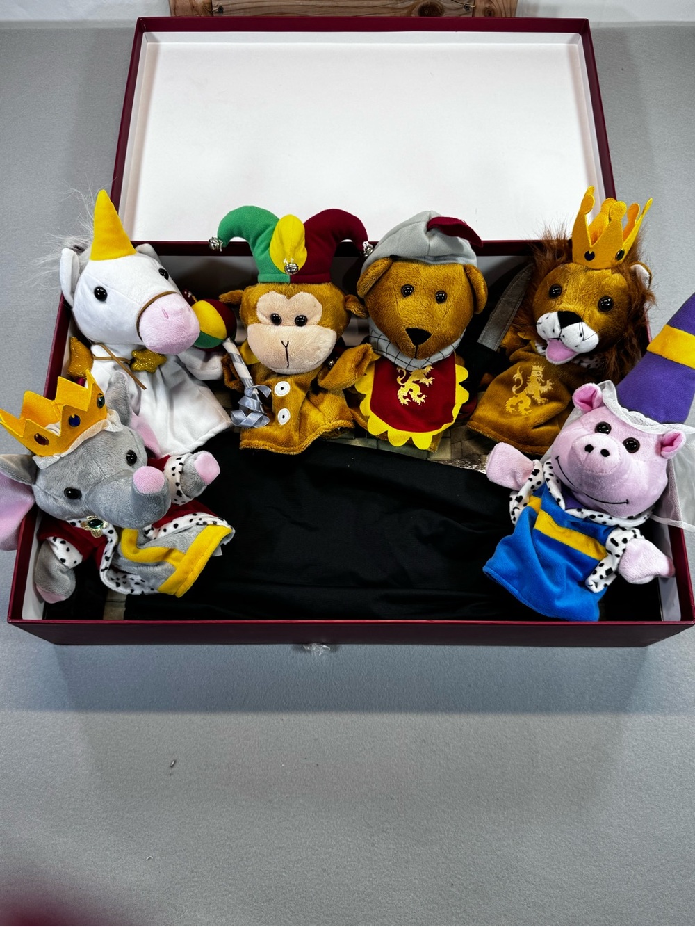 Retired Restoration Hardware Royal Puppets Cast of Six Puppets & Theater Stage